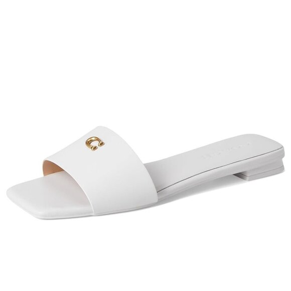 Coach Womens Sculpted Slip On Open Toe Sandals Optic White Size 6.5M NIB - Picture 2 of 3